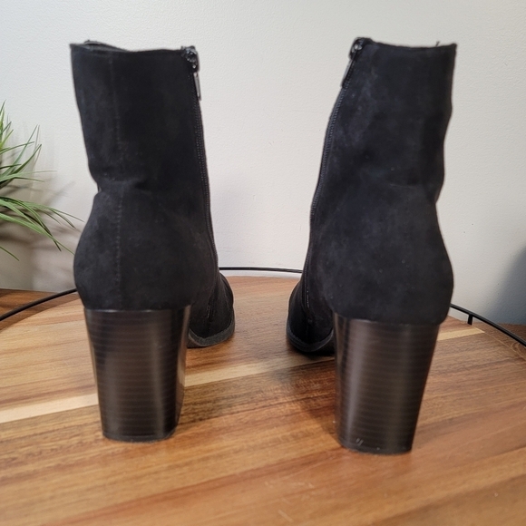 Pierre Dumas Black Vegan Suede Ankle Boots Block heels Size 9 - Picture 5 of 14